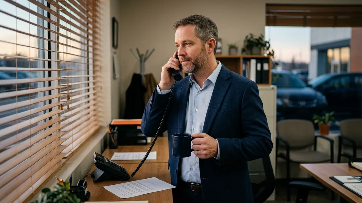 Dealer group IT director taking an early morning call about an overnight security alert
