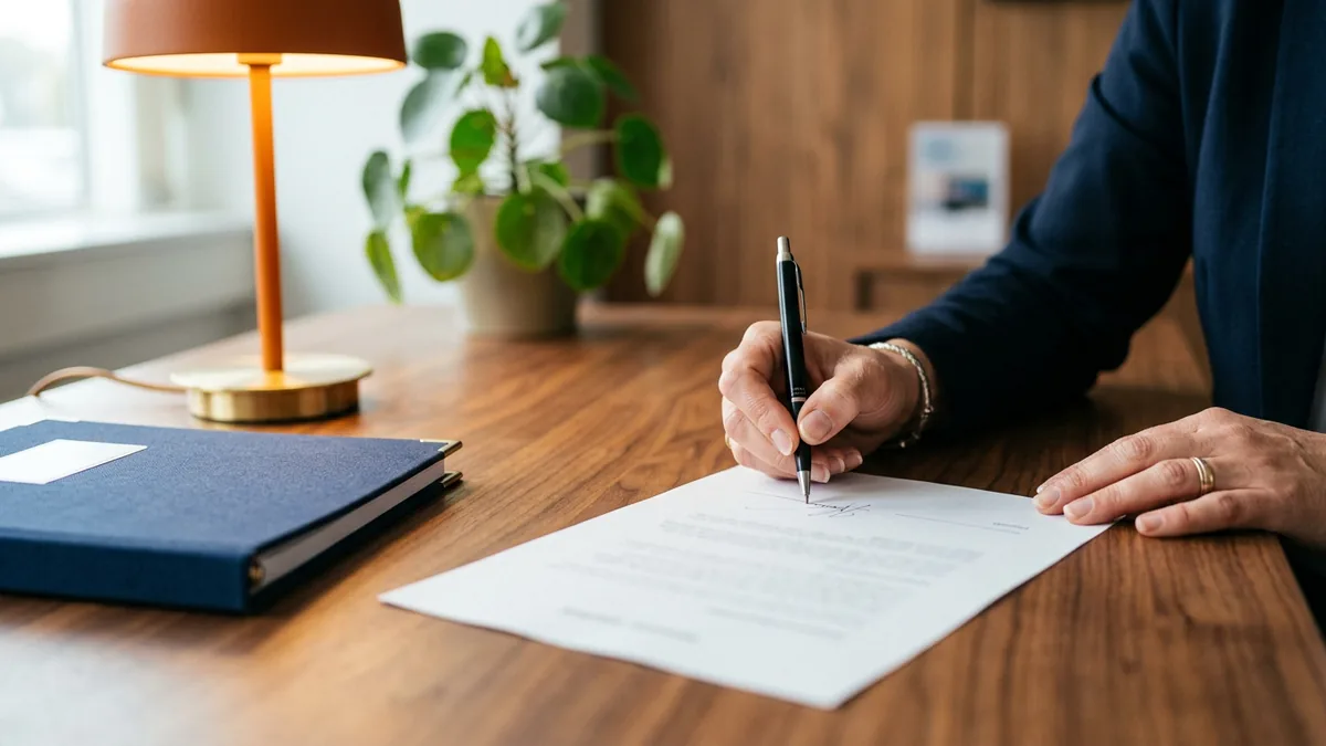 Dealership employee signing the AI use policy page of the employee handbook